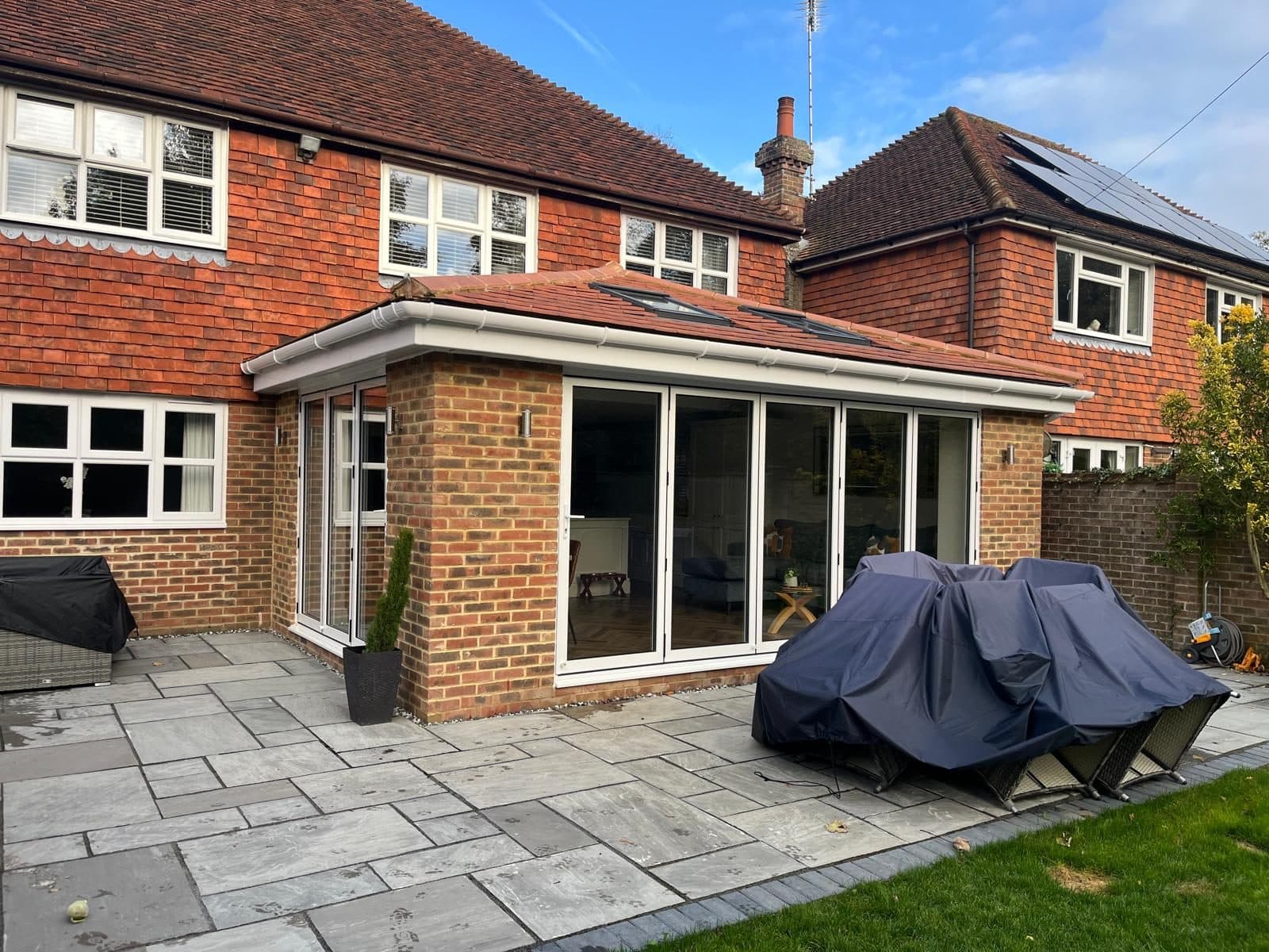 Finished rear extension with a new patio