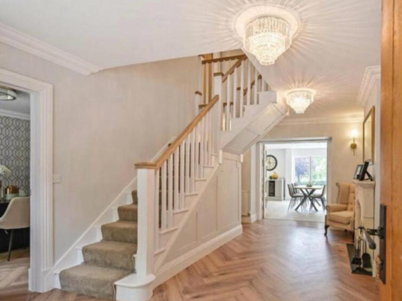 Renovated hallway with a new staircase