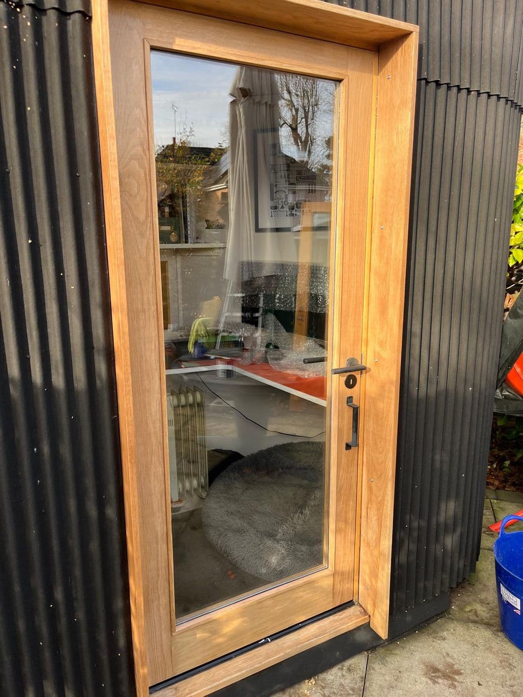 New door and oak frame for a garden office, photograph 1